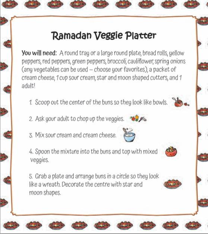 Ramadan Veggie Platter Free Recipe Worksheet